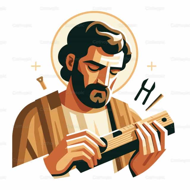 Saint Joseph the Worker: Woodworking - Catholic stock vectors