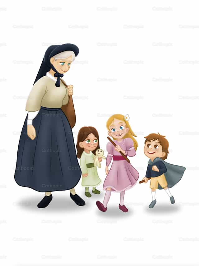 Grootmoeder met kleinkinderen - Katholieke stockvectoren - Foto door DID