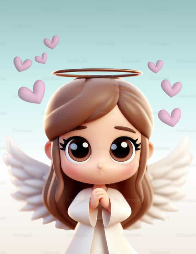 Angel con corazones - Banco de vectores católicos - Fotografía por Cielísimo .oficial