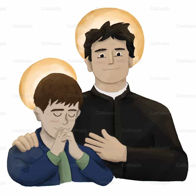 Don Bosco y Domingo Savio - Banco de vectores católicos