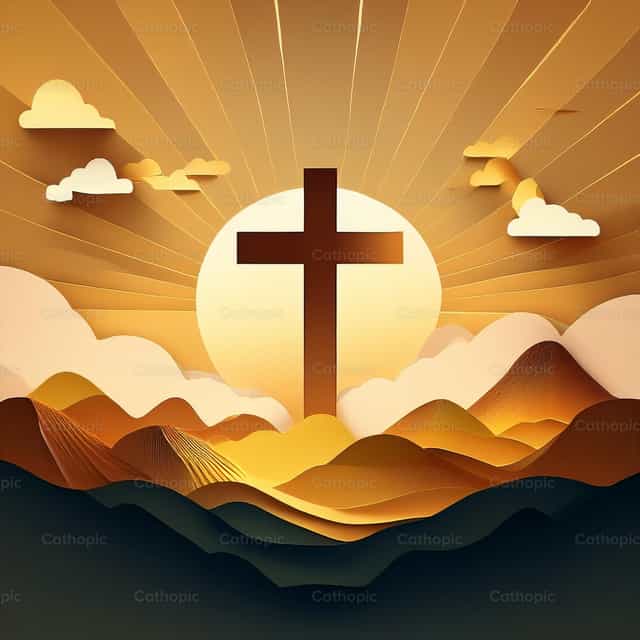 Cross at dawn - Catholic stock vectors