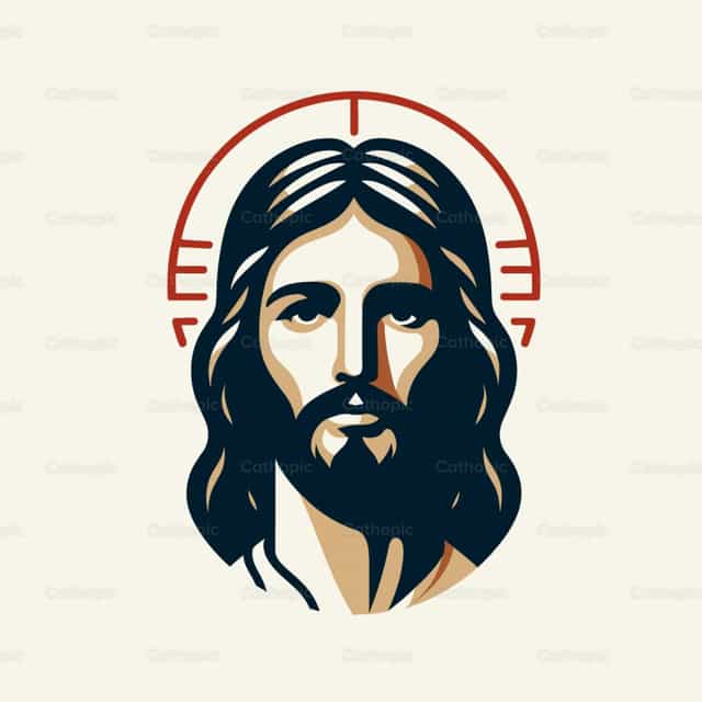 Ilustración vectorial de la cara de Cristo resucitado - Banco de vectores católicos - Fotografía por catholicmall.org