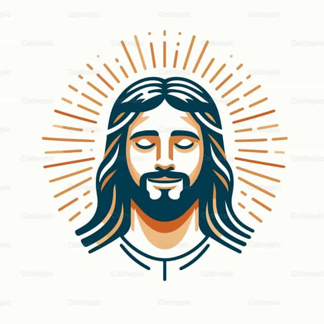 부활하신 그리스도의 평화로운 얼굴 - 벡터 아트 - 가톨릭 스톡 벡터 - 사진 제공 catholicmall.org