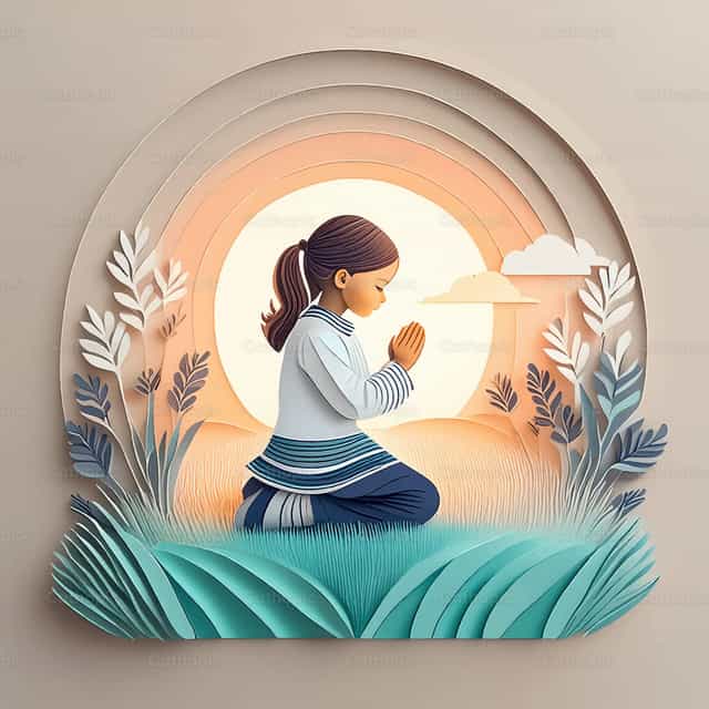 Niña rezando - Banco de vectores católicos - Fotografía por Gerardo Juarez