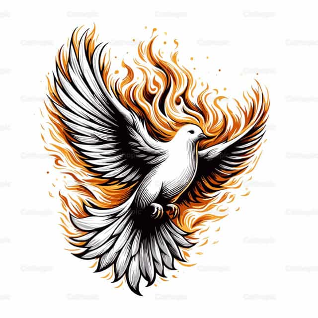 Burning Dove: Symbol of the Holy Spirit - Catholic stock vectors - Photo by catholicmall.org