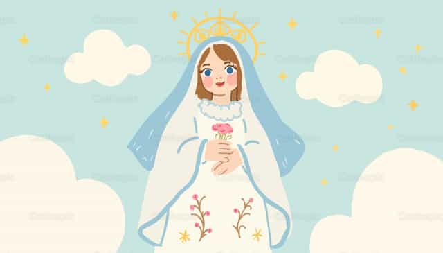 Virgen Celestial Ilustrada - Banco de vectores católicos - Fotografía por Noemí Márquez