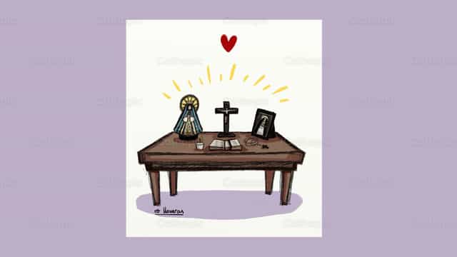 Guía ilustrada: cómo armar tu altar - Catholic stock vectors