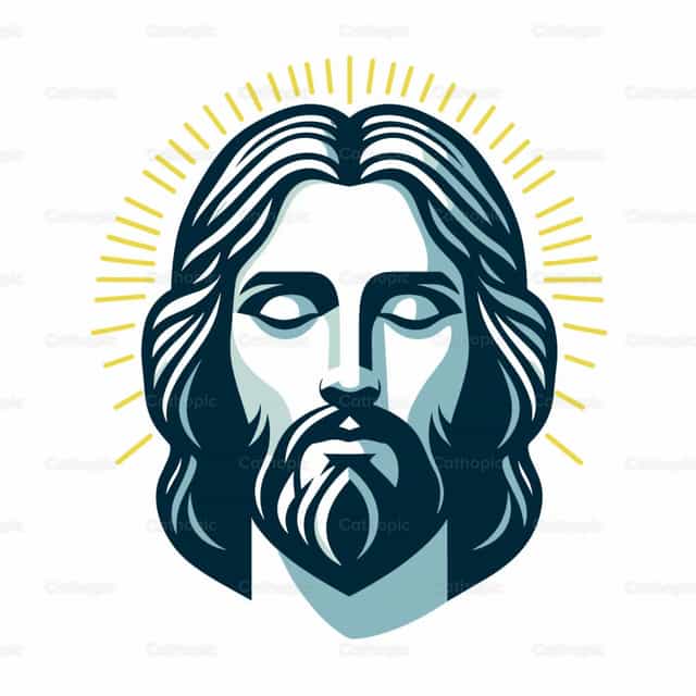 Reflective Jesus Christ Face - Vector Art - Catholic stock vectors