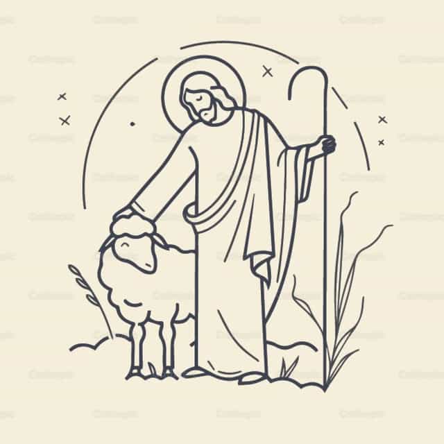 Jesús el Buen Pastor - Banco de vectores católicos - Fotografía por Carolina BR