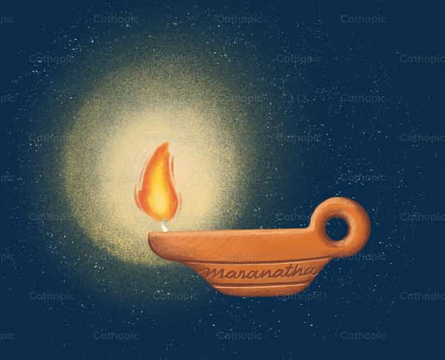 Lampada a olio, “Maranatha” - Vettoriali stock cattolici