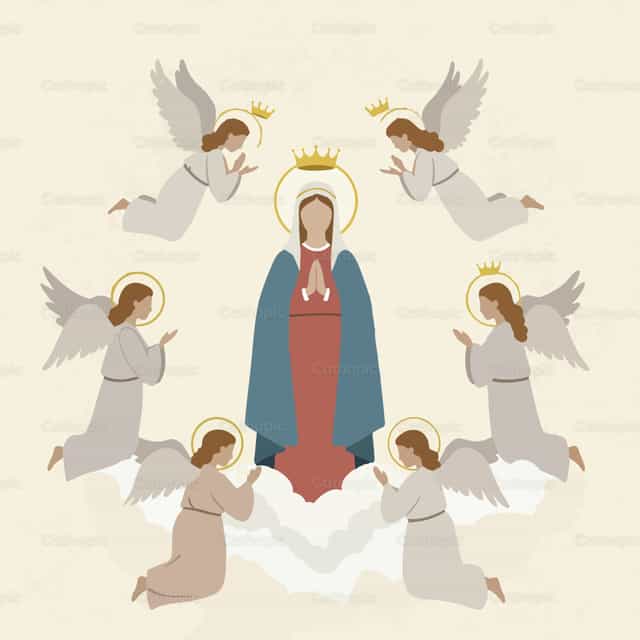 Virgen y Àngeles - Banco de vectores católicos - Fotografía por Noemí Márquez