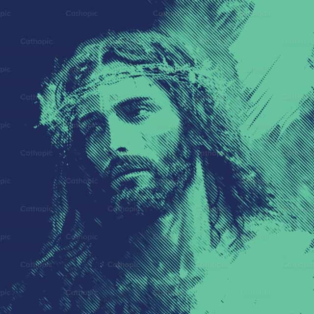 Jesús con corona de espinas - Banco de vectores católicos - Fotografía por Carolina BR