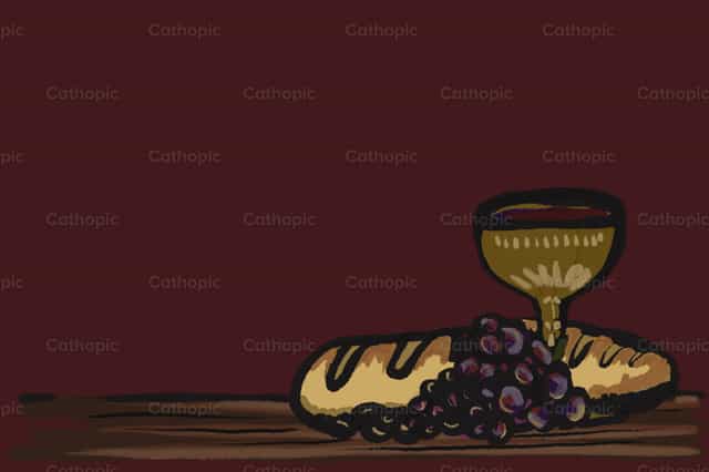 Pan, uvas y vino - Banco de vectores católicos