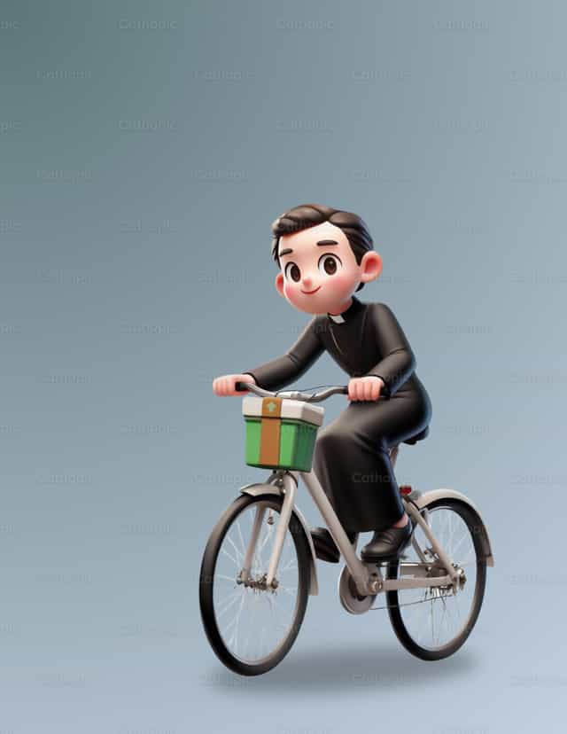 Sacerdote en bicicleta - Banco de vectores católicos - Fotografía por Cielísimo .oficial