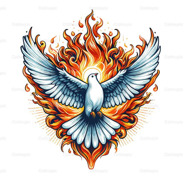 Holy Spirit in Flames - Vector Illustration | Cathopic