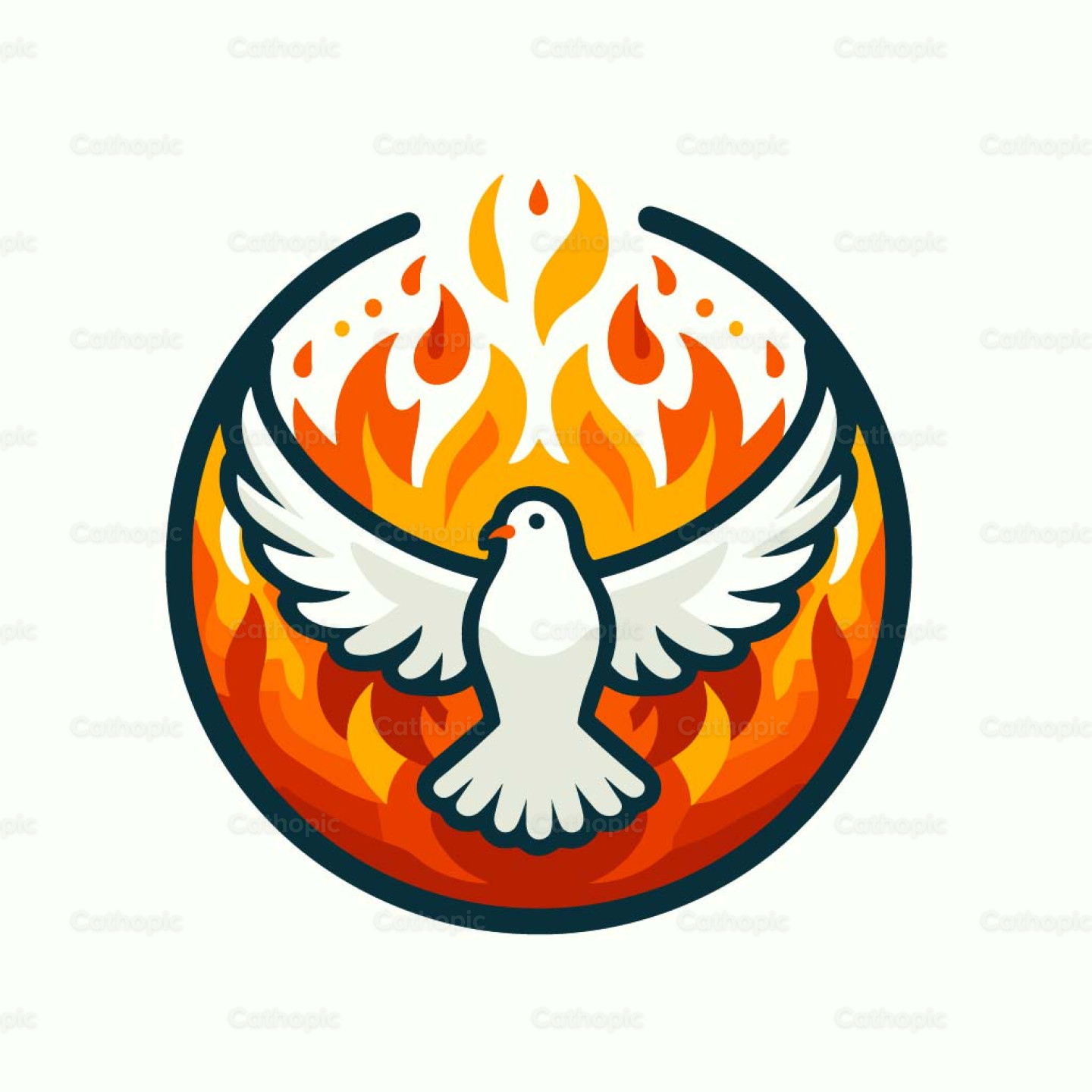 Holy Spirit Dove with Divine Fire Vector | Cathopic