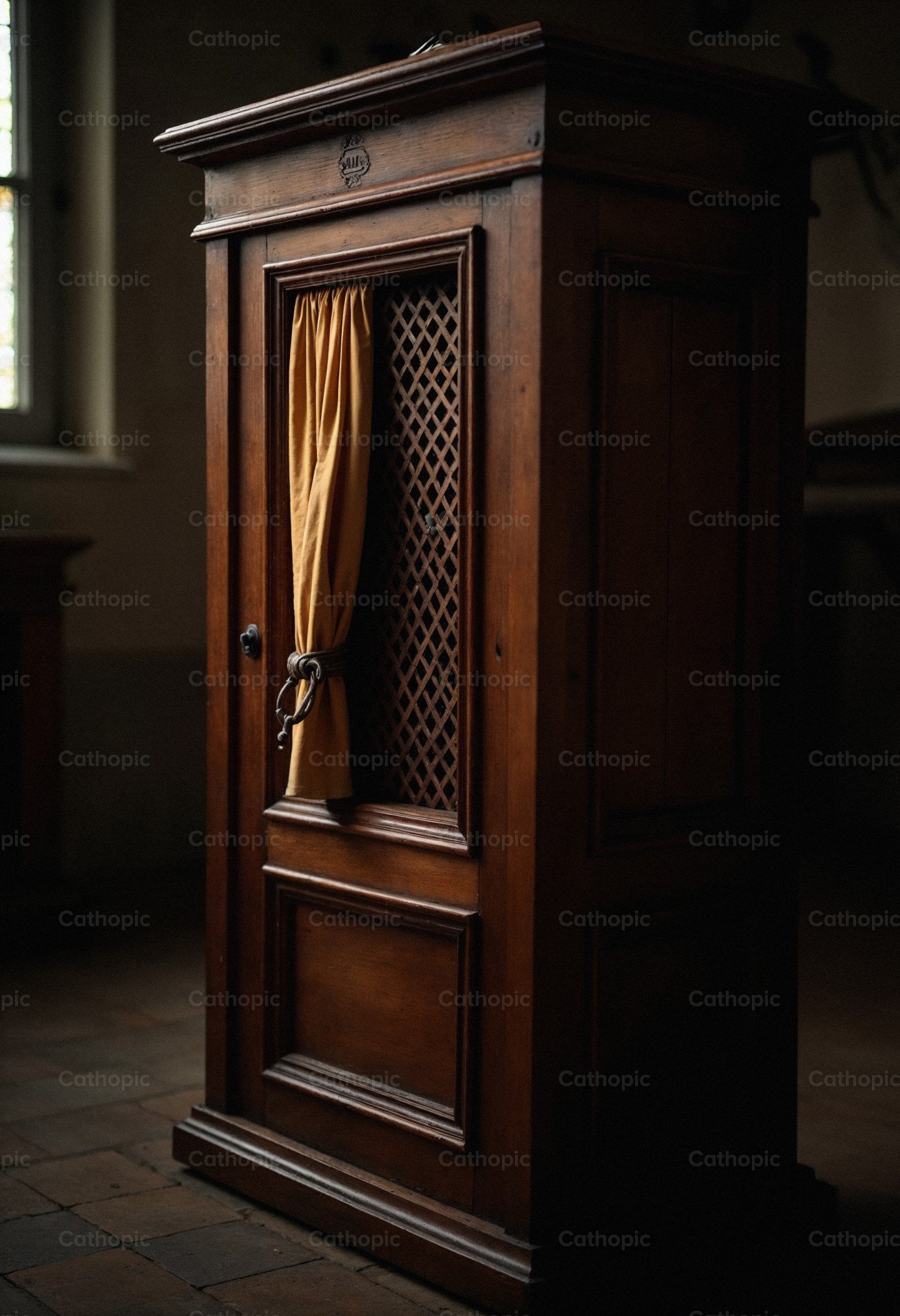 Ancient confessional in the Church photo | Cathopic